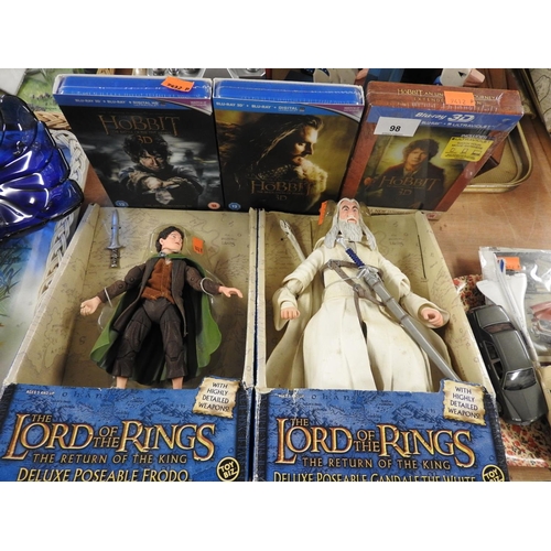 98 - Lord of the Rings models by Toybiz, and The Hobbit Trilogy on blue ray