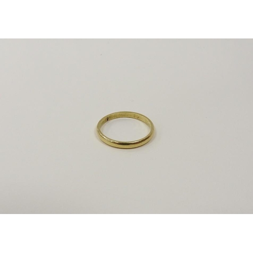 316 - Yellow metal wedding ring, unmarked, weight approx. 1.8g