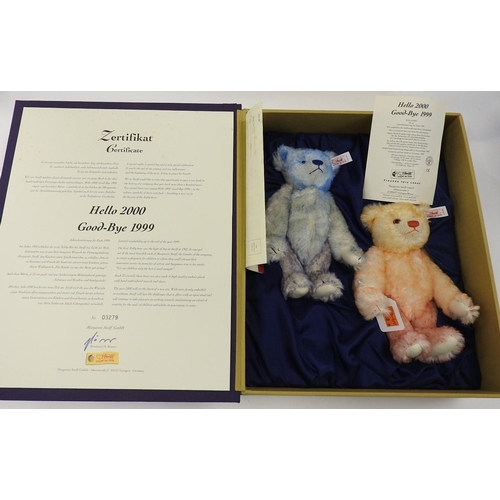 419 - Steiff limited edition teddy bears 'Hello 2000 Goodbye 1999', boxed and with certificate