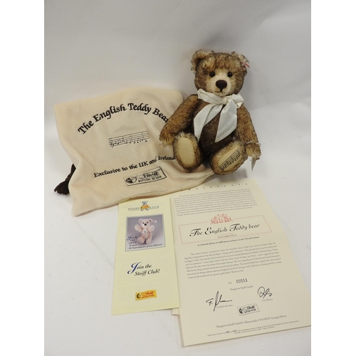 423 - Steiff limited edition 'English' teddy bear, 30cm, with certificate, slip bag and outer plain brown ... 