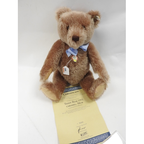 426 - Steiff '1951 Caramel Replica' teddy bear, 50cm, with box, certificate and outer card box