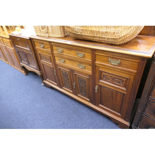 565 - Victorian walnut sideboard, circa 1890, width 156cm; also a walnut washstand cabinet, width 73cm (2)