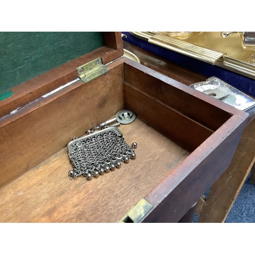 139A - Victorian mahogany box and assorted glass ware including Tudor Crystal wines