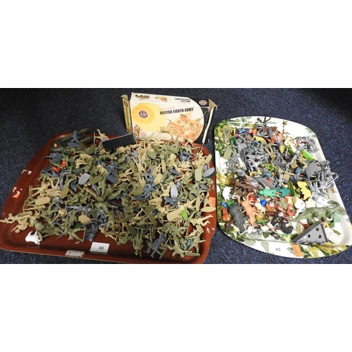 65 - Quantity of Airfix and other plastic military and other figures (2 trays)