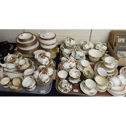 69 - Royal Albert Old Country Roses tea wares; also three further trays of decorative dinner and tea ware... 