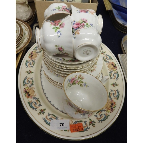 70 - Royal Albert Moss Rose tea wares and an Aynsley Banquet pattern oval plate (seconds)