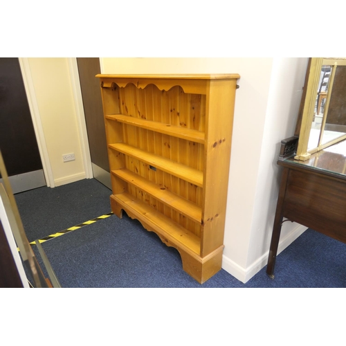 522 - Modern pine open bookcase, width 117cm, height 123cm, shelf depth 13.5cm