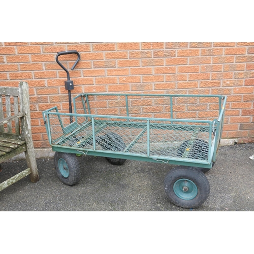 536 - Metal framed garden cart, length 131cm