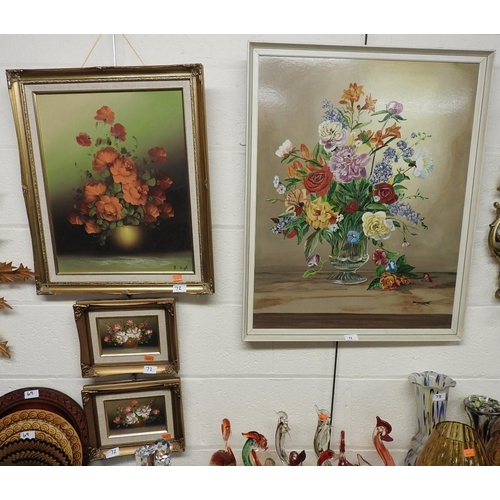 72 - Ron Lancaster, oil on board, floral still life, signed and framed, S. Leigh, oil on canvas, signed a... 