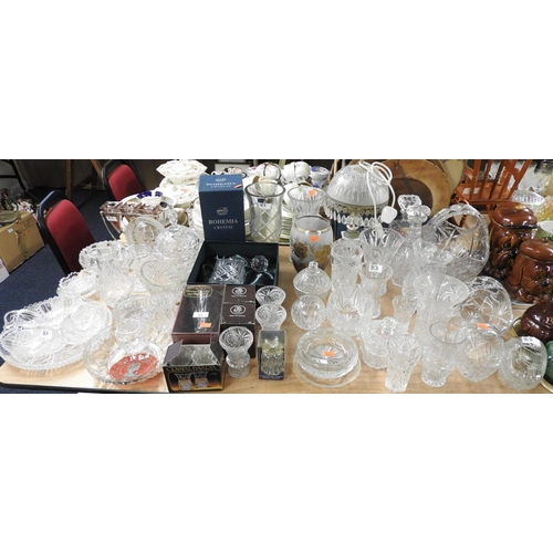 83 - Large quantity of glassware including boxed Bohemia Crystal cut glass vase, Marks & Spencer whisky d... 