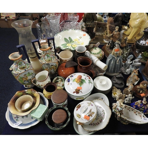 91 - Mixed ceramics including Royal Worcester Evesham pattern lidded bowls, Noritake folded edge nut bowl... 