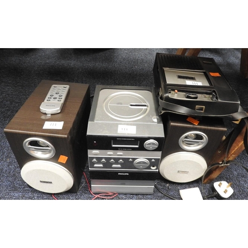 111 - Phillips Mini Hi-Fi and Phillips portable tape recorder (2)