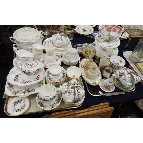 118 - Wedgwood Hathaway Rose pattern tea service, Minton Marlow pattern two tier sandwich stand, Royal Ken... 