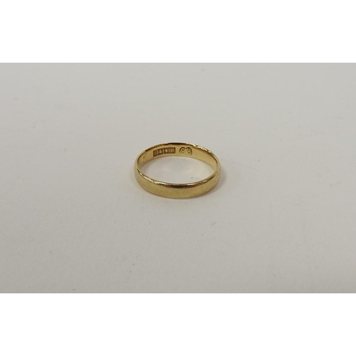 Edwardian Scottish 18ct gold wedding ring, maker RS, Glasgow 1901 ...