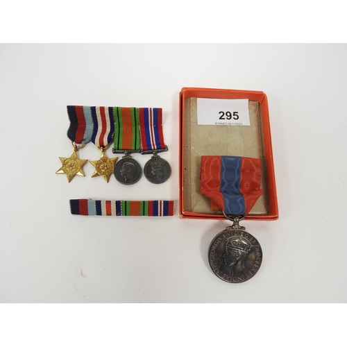 295 - King George VI Faithful Service medal to William Robertson; also a Second World War dress miniatures... 