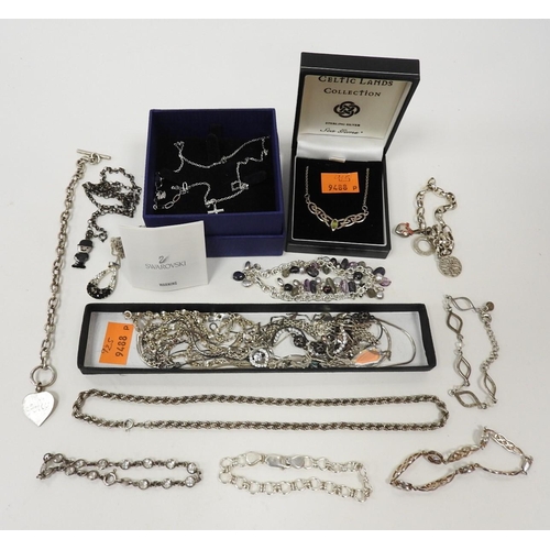 297 - Assortment of silver and other costume jewellery including chains, pendants etc.