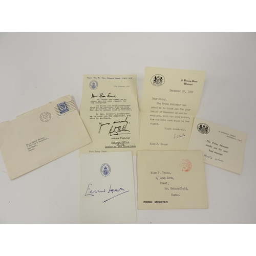 305 - Political Interest: past prime ministers autographs including the Right Honourable Harold Wilson on ... 