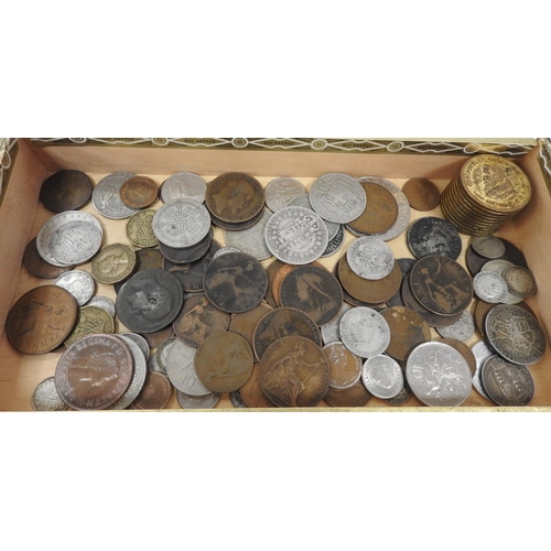 310 - Assorted British and other coins including Victorian silver and bronze coins and later copper coins