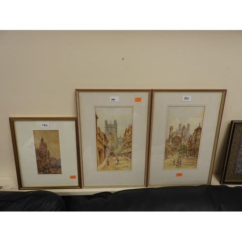 Thomas W Walshaw, three views of Chester, watercolours, signed with ...