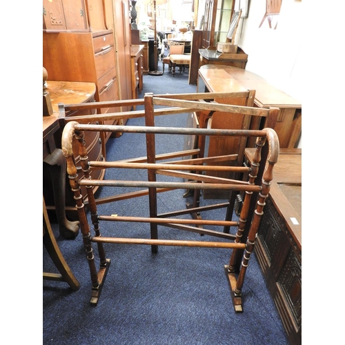 421 - Two towel rails and a folding clothes horse (3)