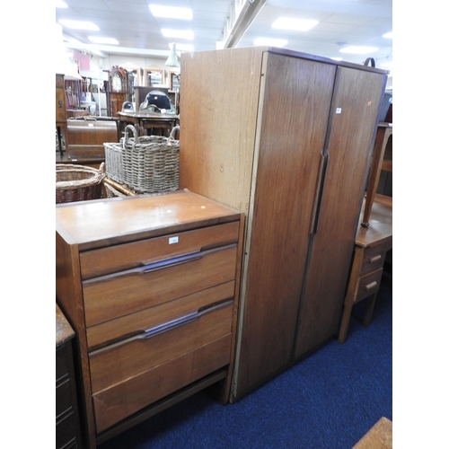 425 - Retro teak wardrobe and matching chest of drawers (2)