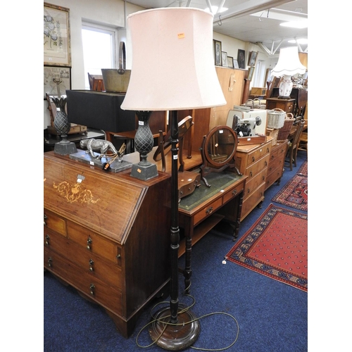 436 - Turned beech standard lamp