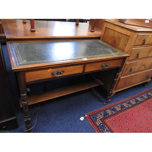 438 - Victorian walnut and leather topped lady's writing table, width 107cm