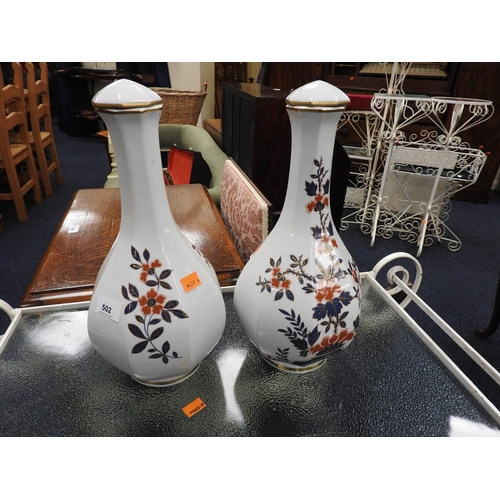 502 - Pair of decorative lidded French porcelain vases