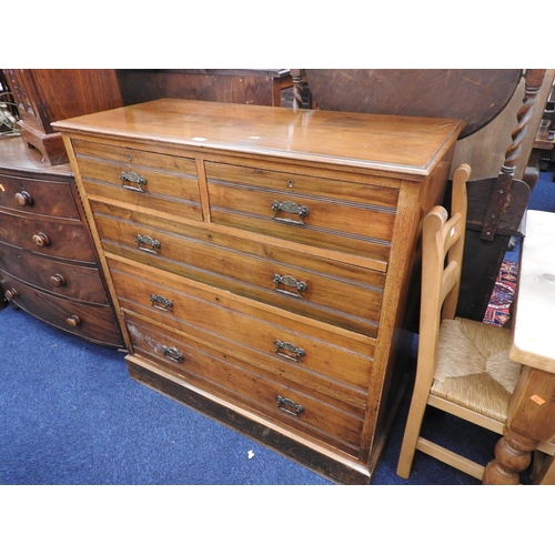 505 - Late Victorian walnut chest of drawers, width 115cm, height 114cm