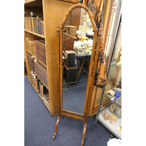 570 - Walnut cheval mirror in the Queen Anne style