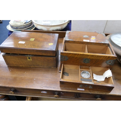 589 - Victorian oak smoker's box; also a Victorian walnut writing box (2)