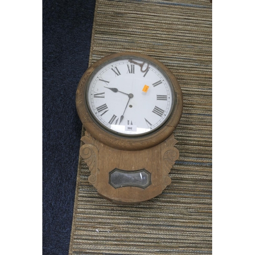 592 - Victorian drop trunk wall clock