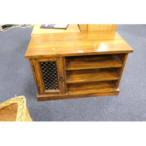 604 - Indian hardwood open cabinet, width 81cm, height 52cm