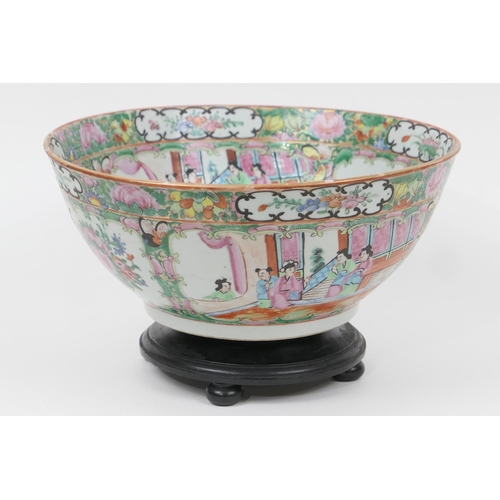 12 - Cantonese famille rose bowl, late 19th/early 20th Century, typically decorated in famille rose palet... 