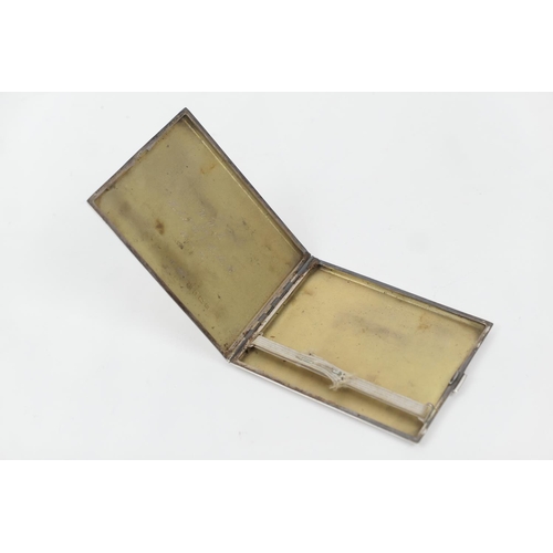 152 - George V silver cigarette case, Birmingham 1928, rectangular form with engine turned decoration, pre... 