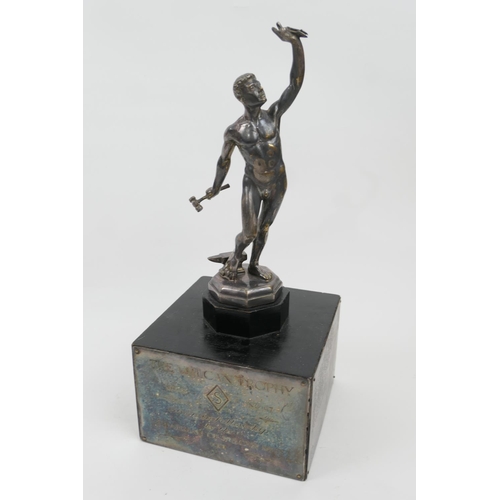 176 - The Vulcan Mess elctroplated figural trophy, height 36cm