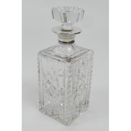 205 - Silver mounted cut glass whisky decanter, London 1961, height 21.5cm