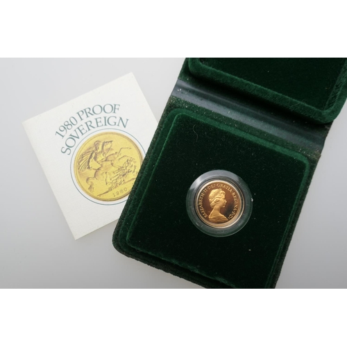 230 - 1980 United Kingdom gold proof sovereign, with case and certificate, weight 7.98g