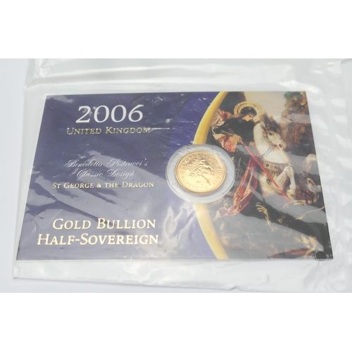 256 - 2006 United Kingdom half sovereign (Royal Mint Bullion), original packaging, weight 3.99g