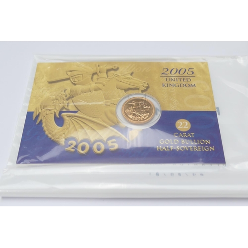 257 - 2005 United Kingdom half sovereign (Royal Mint Bullion), original packaging, weight 3.99g