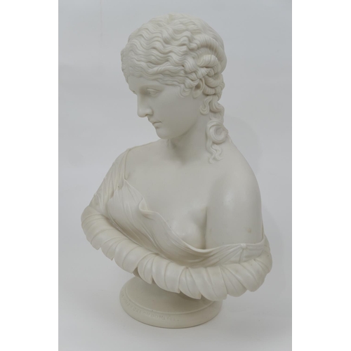40 - Victorian Parian bust of Clytie after C Delpech, for The Art Union of London, impressed to the socle... 