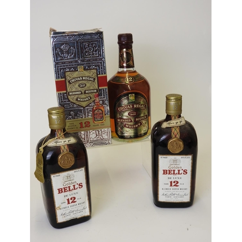 461 - Arthur Bell's Golden Bell's De Luxe, 12YO blended Scotch whisky (2 bts); also Chivas Regal, 12YO ble... 