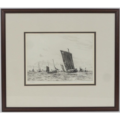 507 - William Lionel Wyllie (1851-1931), Boulogne fishing boats, drypoint etching, signed by the artist, 2... 