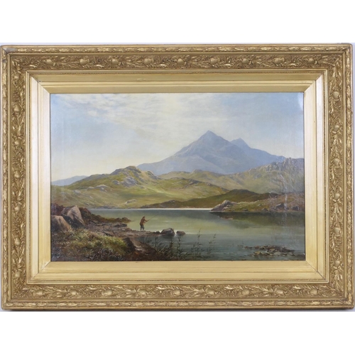 586 - Arthur Gilbert (1819-95), Trout fishing, Snowdonia, oil on canvas, signed and dated 1892, 50cm x 75c... 