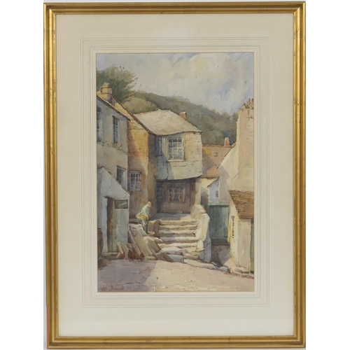 592 - Walter Eastwood (1867-1943), Pair, Back streets of a Cornish fishing village, watercolours, signed, ... 