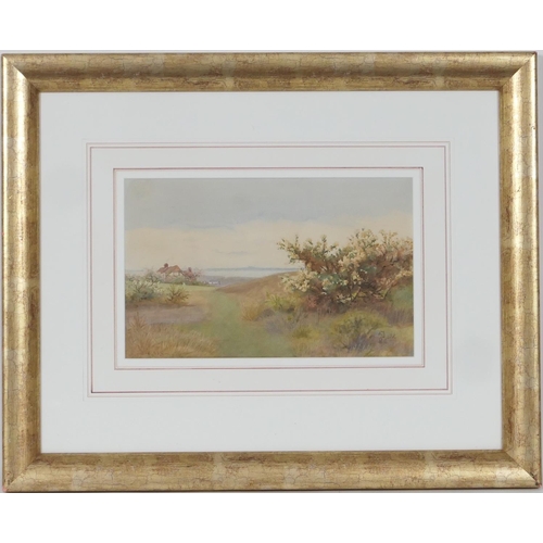 597 - Charles Edward Wilson (1854-1941), 'On the coast, Springtime', watercolour, signed, 23cm x 36cm, wit... 