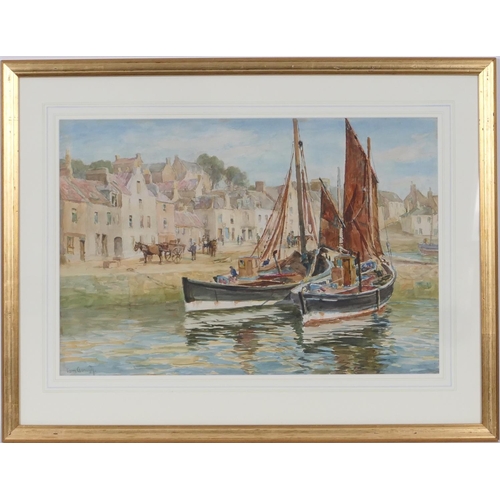 601 - Tom Clough (1867-1943), The Harbour, Pittenweem, Fife, watercolour, signed, 37cm x 55cm