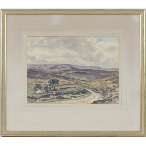 613 - Claude Graham Muncaster (1903-74), Derbyshire hills, watercolour over charcoal, signed and dated Oct... 