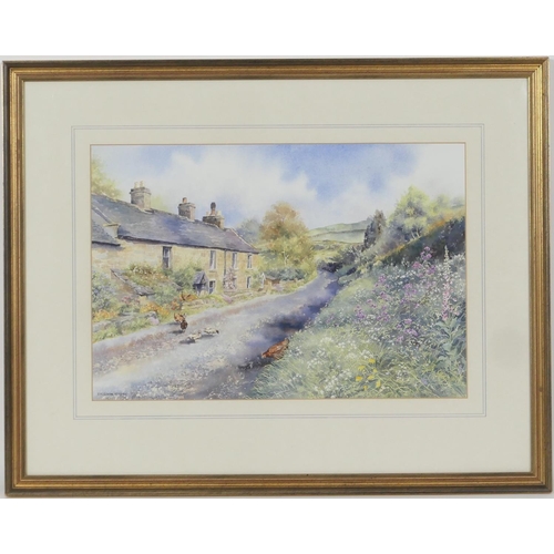 628 - Virginia Schoenemann (Contemporary), Cottages at Congreave near Rowsley, watercolour, signed, inscri... 