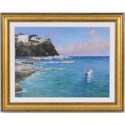 631 - Italian School (late 20th Century), Pair, 'Sorrento' and 'Capri', indistinctly signed oils on board,... 